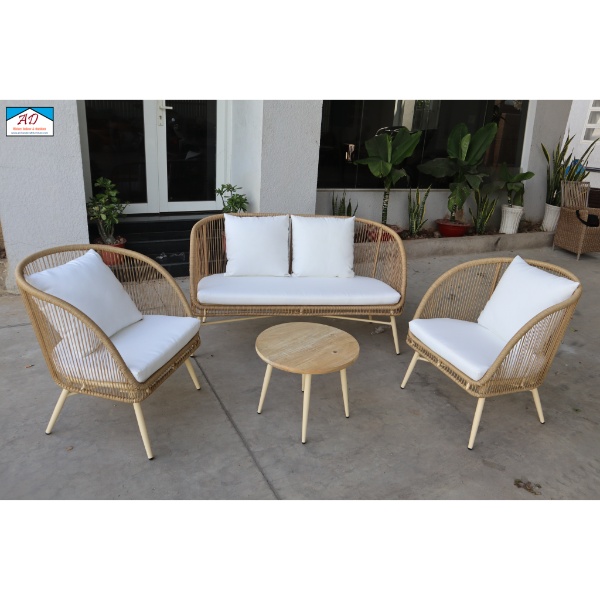Semi-circular outdoor rattan furniture combines elegance and space efficiency