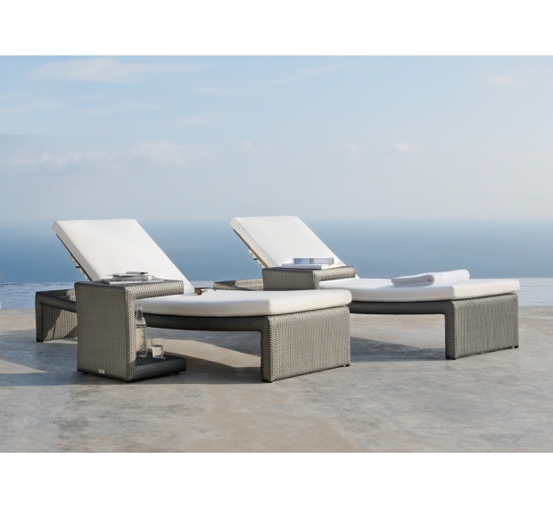 POLY RATTAN SUNBED AND TABLE SET