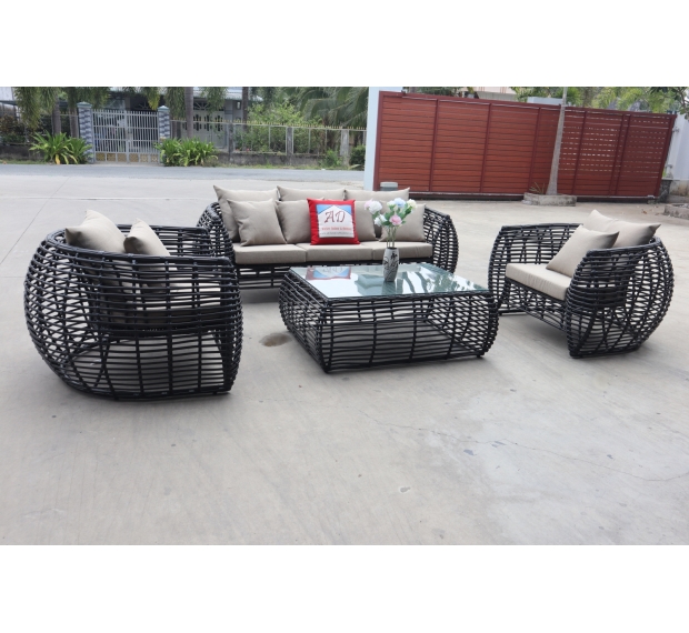 SPECIAL FIBER POLY RATTAN SOFA SET OF 4