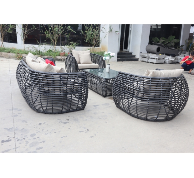 SPECIAL FIBER POLY RATTAN SOFA SET OF 4
