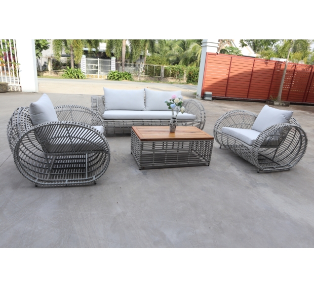 POLY RATTAN SOFA SET WITH RECTANGLE TABLE