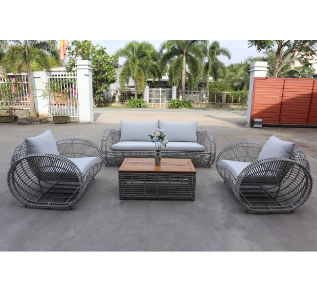 POLY RATTAN SOFA SET WITH RECTANGLE TABLE