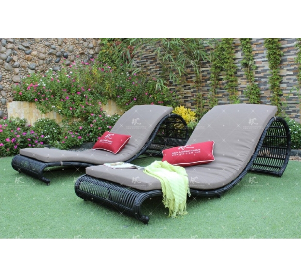 POLY RATTAN SUNBED SET