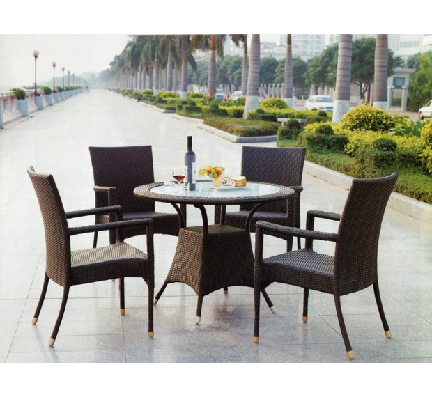 POLY RATTAN DINING SET (STACKABLE)