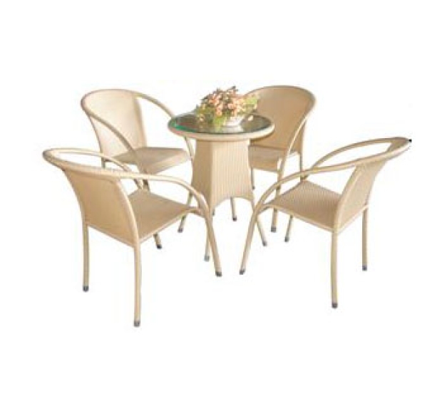 POLY RATTAN COFFEE SET (STACKABLE)