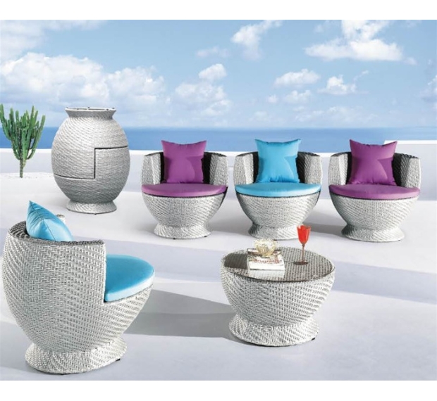 POLY RATTAN COFFEE SET