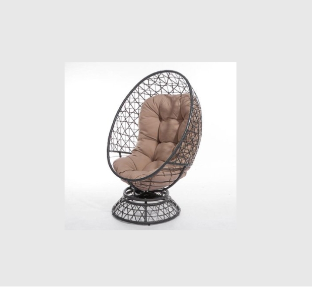 POLY RATTAN SWIVEL EGG CHAIR - K/D