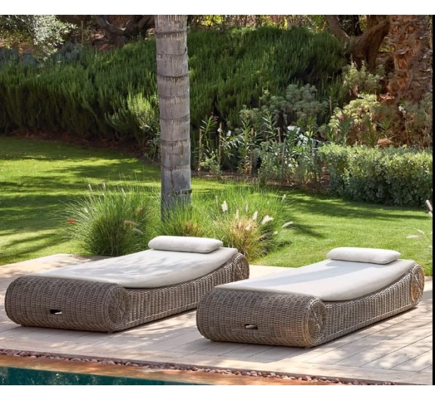 POLY RATTAN LOUNGER SUNBED SET