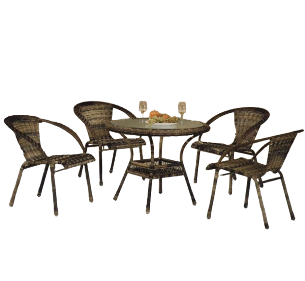 POLY RATTAN COFFEE SET (ROUND FIBER)