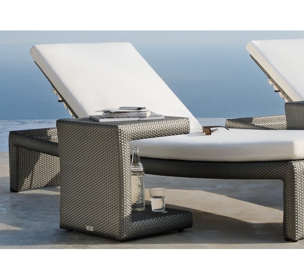 POLY RATTAN SUNBED AND TABLE SET