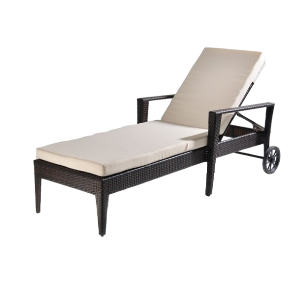 POLY RATTAN SUNBED SET WITH CUSHION
